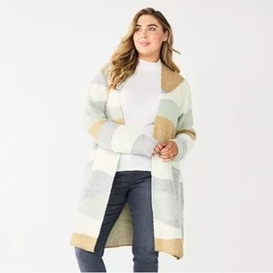 NWT Nine West Jacquard Sweater Car Coat Small